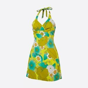 PAUL FRANK Y2K Floral Vacation Retro Halter Dress | Size S | Retail $125